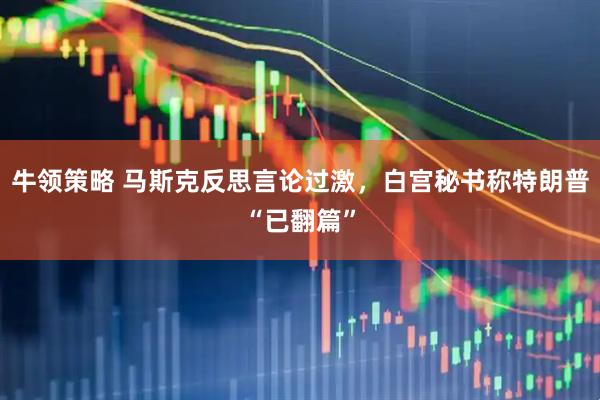 牛领策略 马斯克反思言论过激，白宫秘书称特朗普“已翻篇”